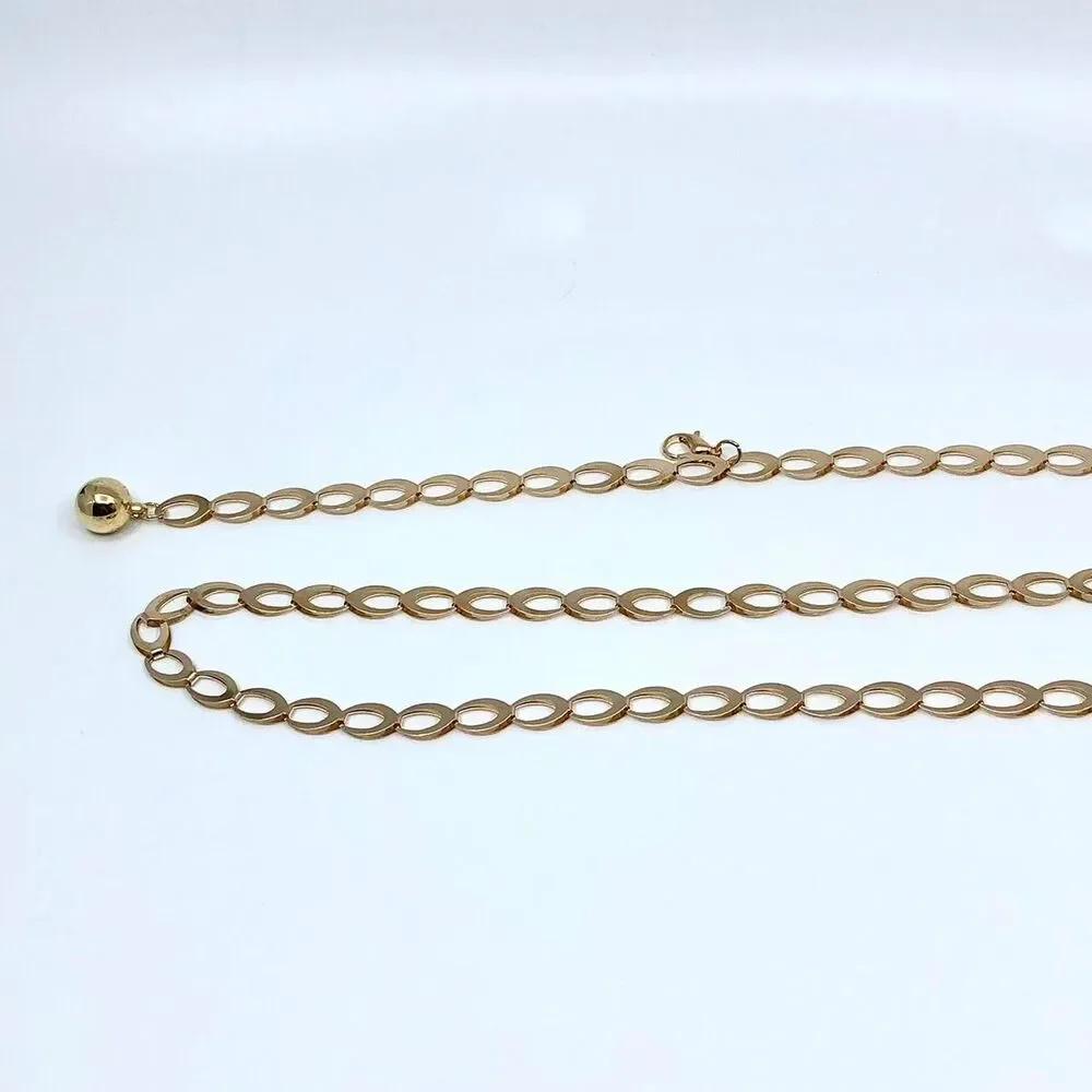 Y2K Minimalist Gold Oval Link Chain Belt, Fits Up to 42.5 Inches, X7GA1184